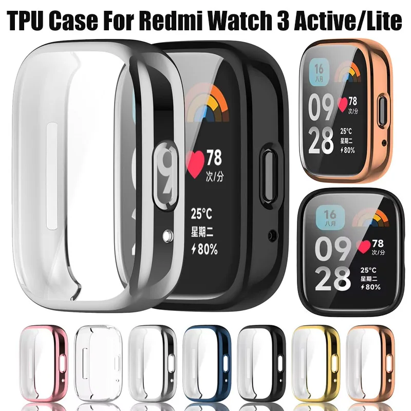 TPU Screen Protector Cover For Xiaomi Redmi Watch 3 Active/3 Lite Smart Watchband Case Protective Shell For Redmi Watch 3 Lite