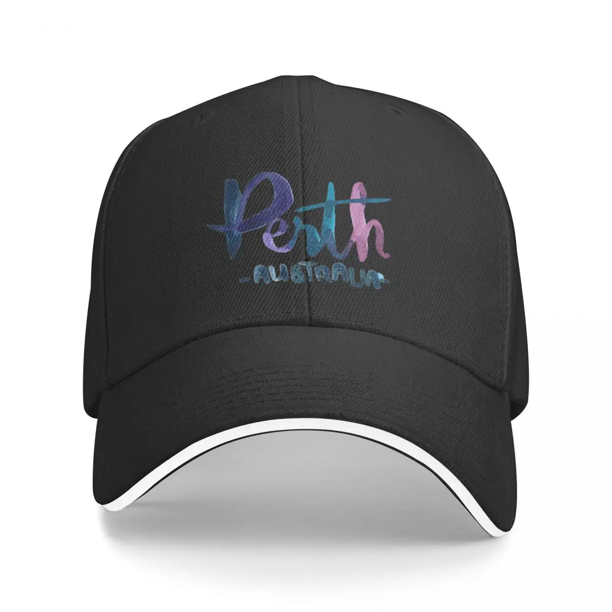 Perth Australia, watercolour Baseball Cap Golf Wear Hip Hop black Ladies Men's