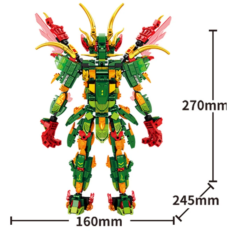 النينجا الأسطوري الأحمر فينيكس ميتشا اللبنات مجموعة للأطفال ، درع الروبوت ، التنين الأخضر ، عمل الشكل ، الطوب ، DIY بها بنفسك ، Moc لعبة ، 1in 2 نموذج