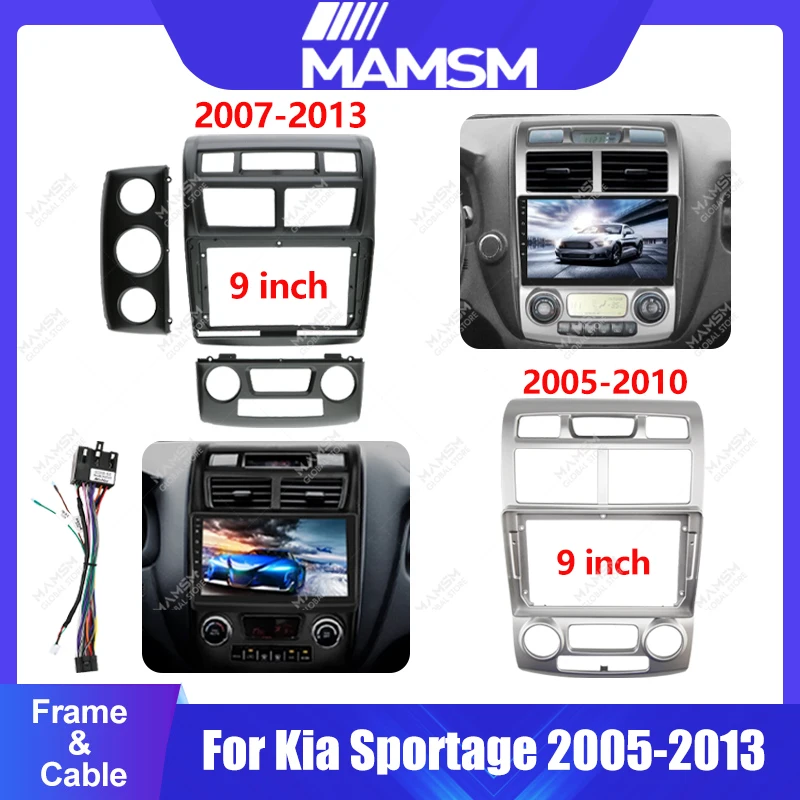 MAMSM For Kia Sportage2005-2010/2007-2013 9 inch Car Radio Stereo Android GPS Multimedia Radio Fascia Panel Dashboard Frame Kit.