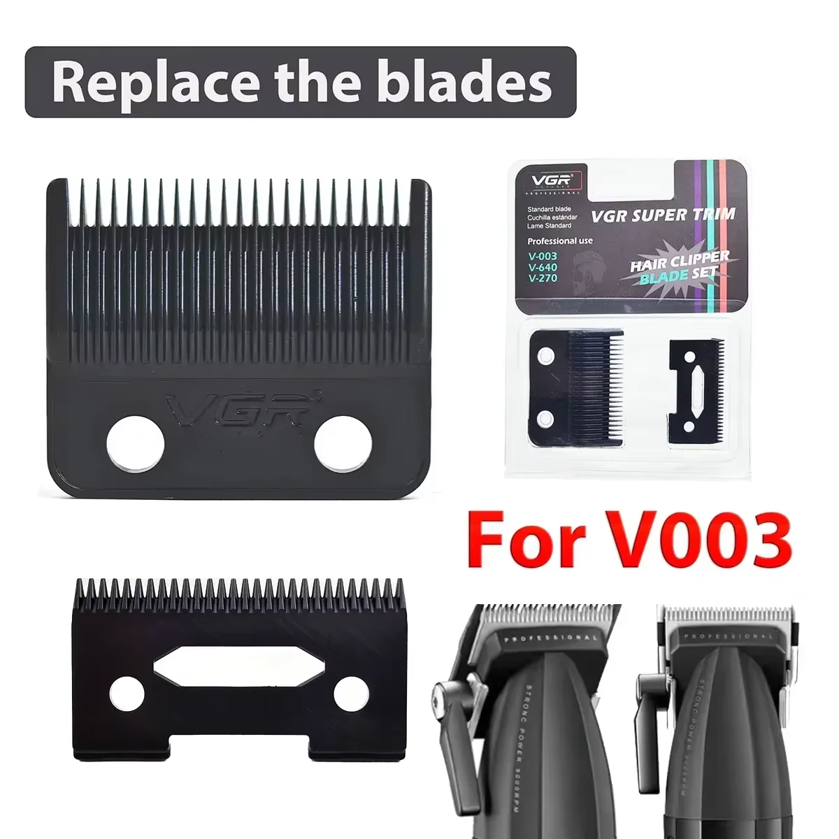 BRDCLIP VGR V-003 DLC Blade Hair Clipper Blade Trimmer Replacement Original Cutter Head Professional Barber Accessories