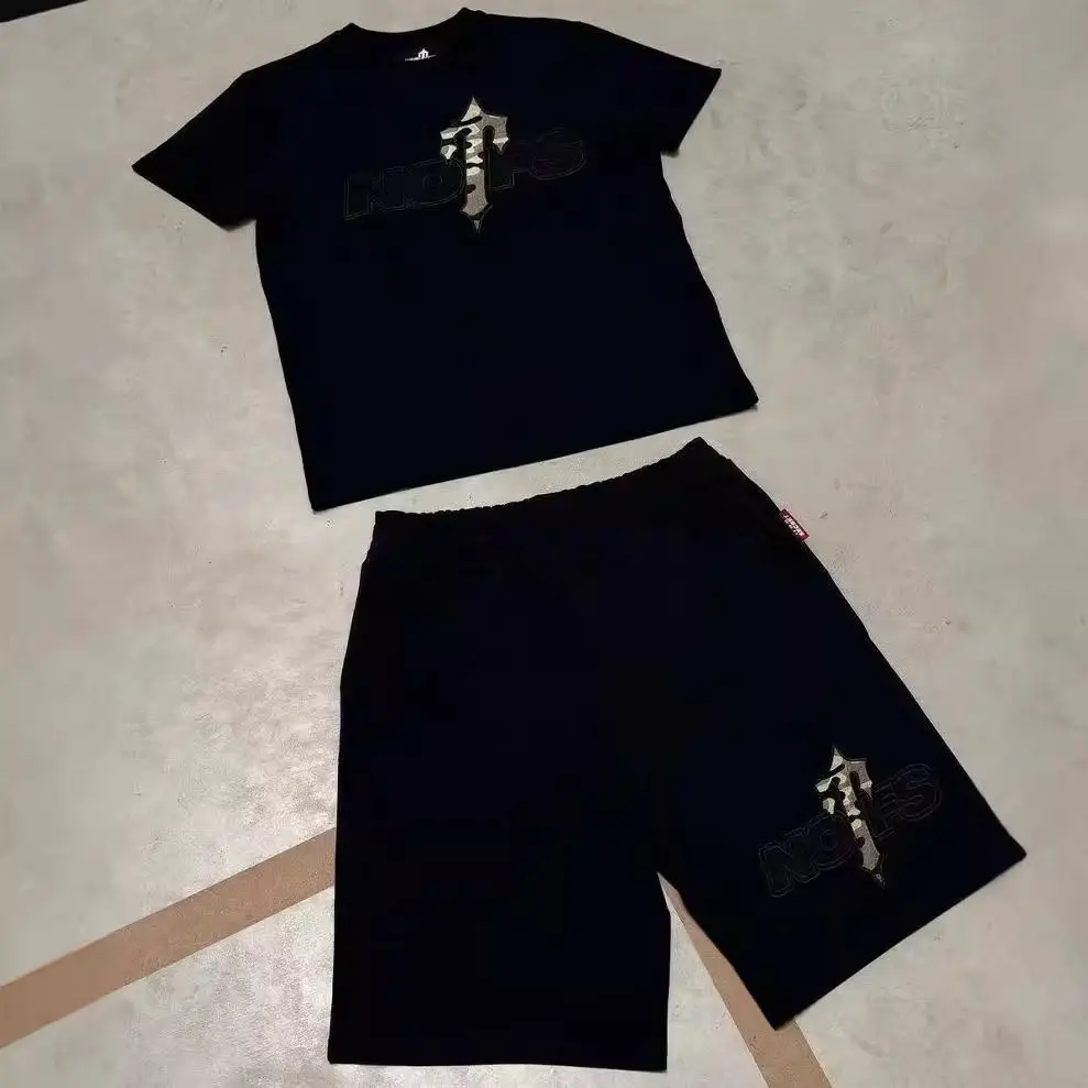 Summer and Autumn Loose Hip-hop Sports Suit Men's and Women's European and American New Letter Printing Short-sleeved Shorts