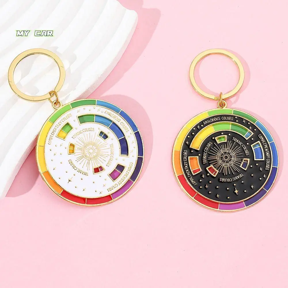 

Color Wheel Spinning Color Compass Keychain Rotatable Metal Spinning Compass Metal Pendant Palette Novelty Palette Art Keychain