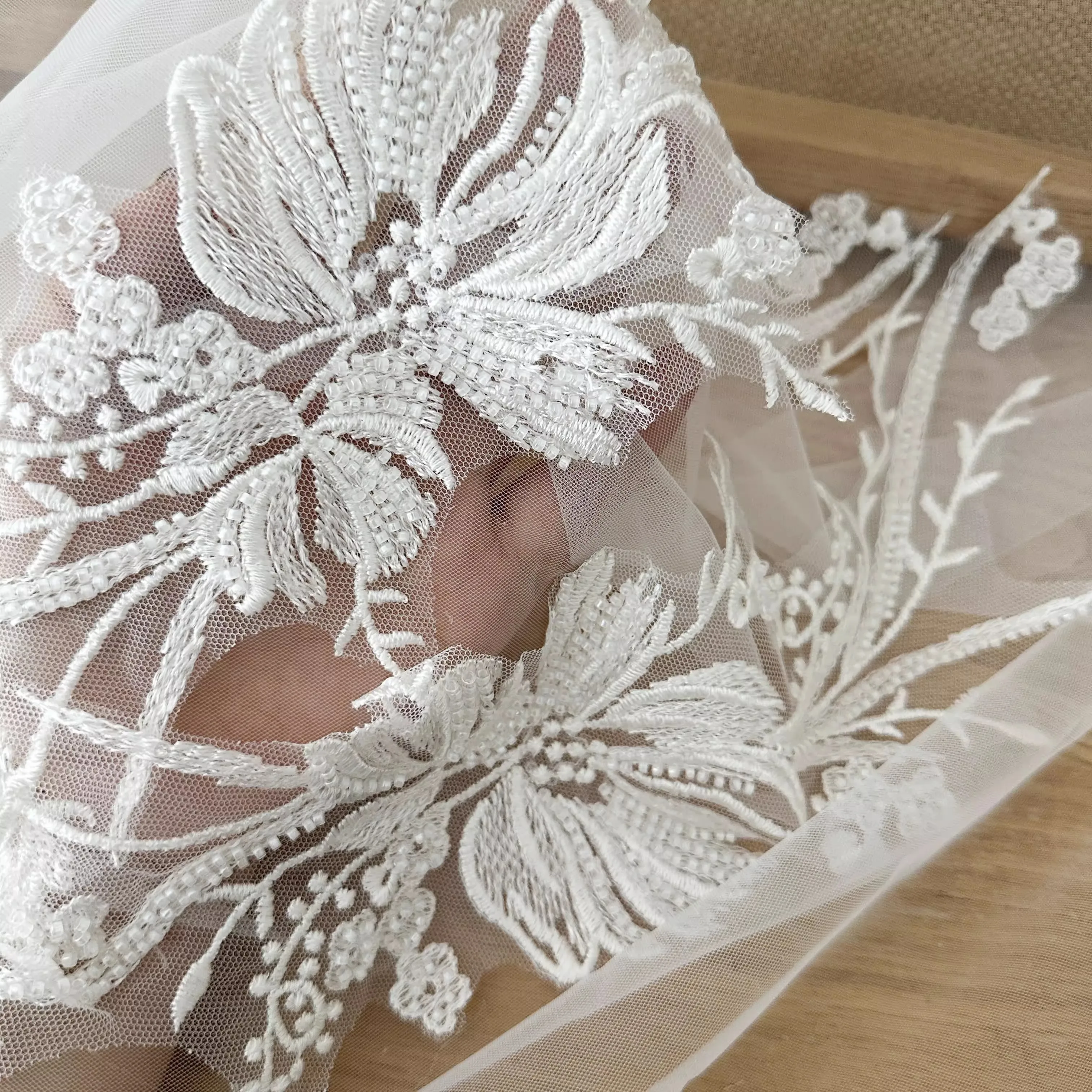 2pair High quality lace flower embroidered patch for clothing wedding veil accessories,lace accessories iron on patches