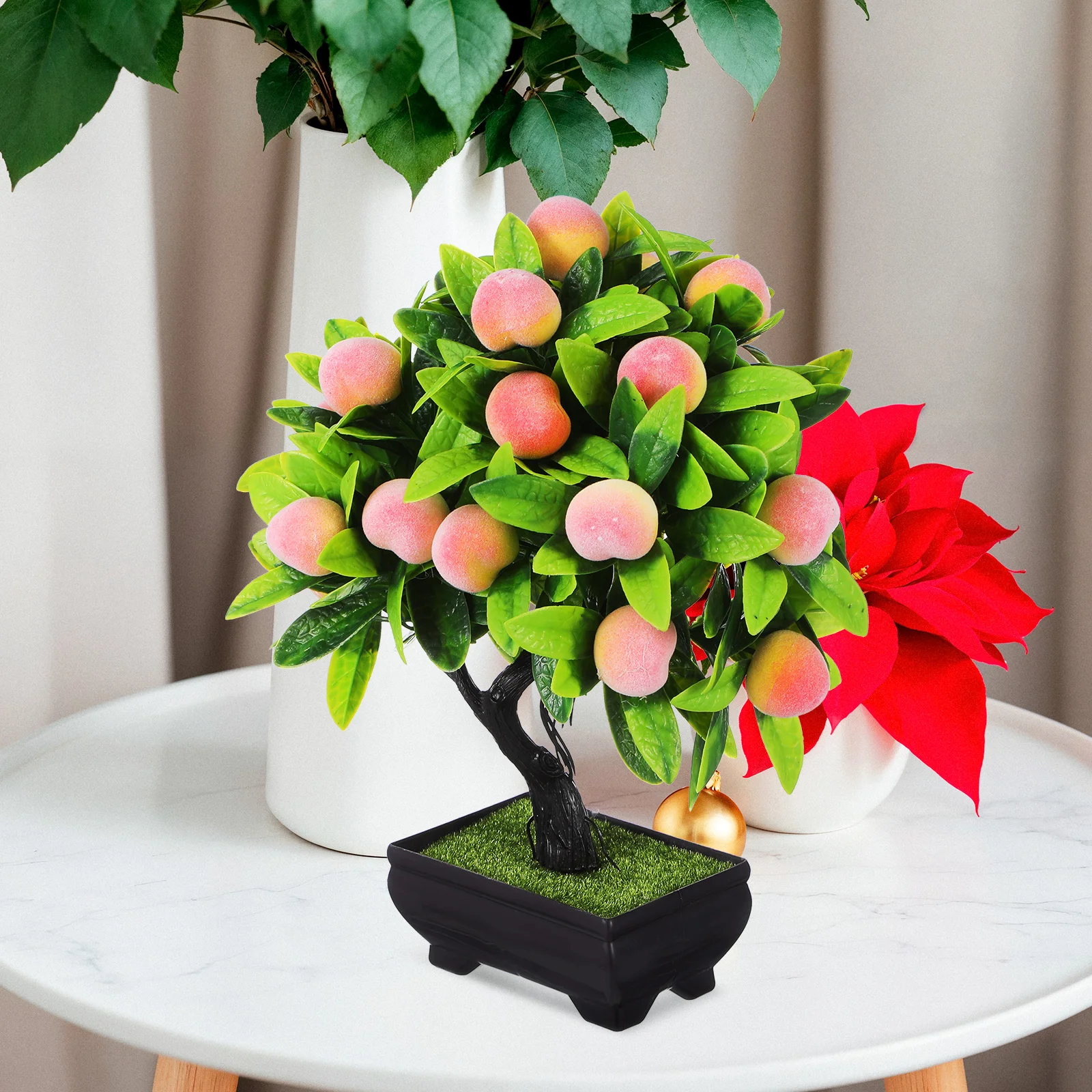 

Simulation Welcome Pine Fake Peach Trees Artificial Fruit Bonsai Dollhouse Plants Potted