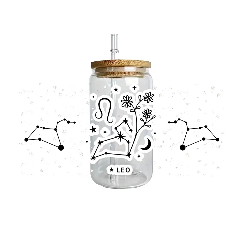 12 Zodiac Signs Series Pattern Designs 16oz Cup UV DTF Wrap Self-Adhesive 3D Transfer Sticker Decals Custom Cup Wraps