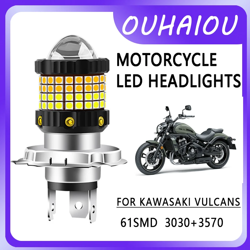 

FOR KAWASAKI VULCANS Motorcycle led headlight headlight H4 yellow white dual color motorcycle headlight 12-80v