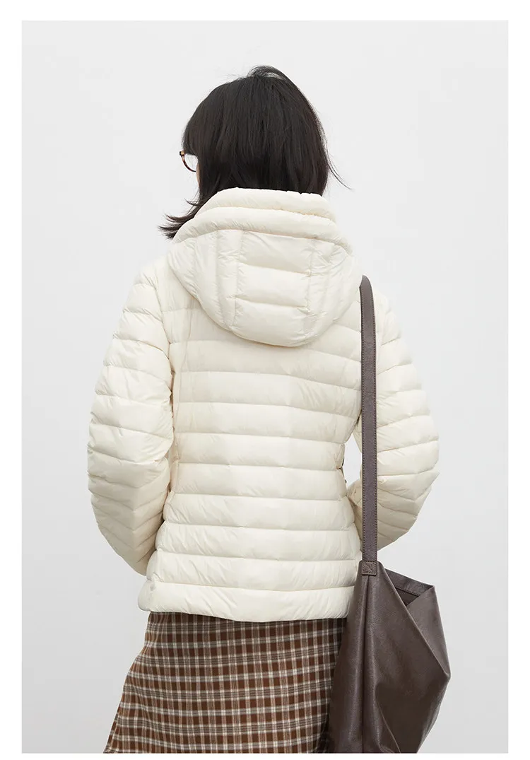 CHIC VEN Women's Down Coats Solid Hooded Female 90 White Down Jacket Slim Lightweight Warm Casual Overcoat Autumn Winter 2026