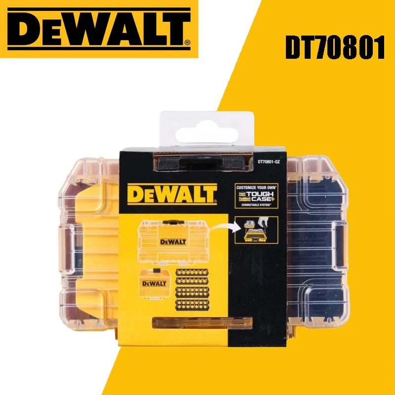 DEWALT Oryginalny DT70801 Wytrzymały futerał do przechowywania Przezroczysta pokrywka Wyjmowana taca Układanie śrub do przechowywania Uchwyt na akcesoria