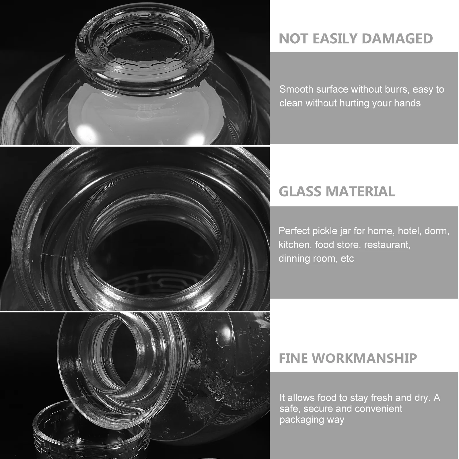 

Glass Pickle Vegetable Jar Transparent Sealing Jar Large Capacity Kitchen Fermenting Pickle Storage Food Container