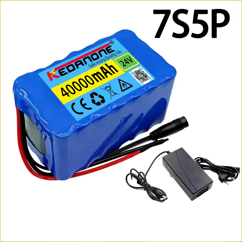 24V Electric Wheelchair Battery Lithium Pack 7S5P 18650 40Ah for Toy Car E-scooter with BMS 29.4V US/EU 2A Charger