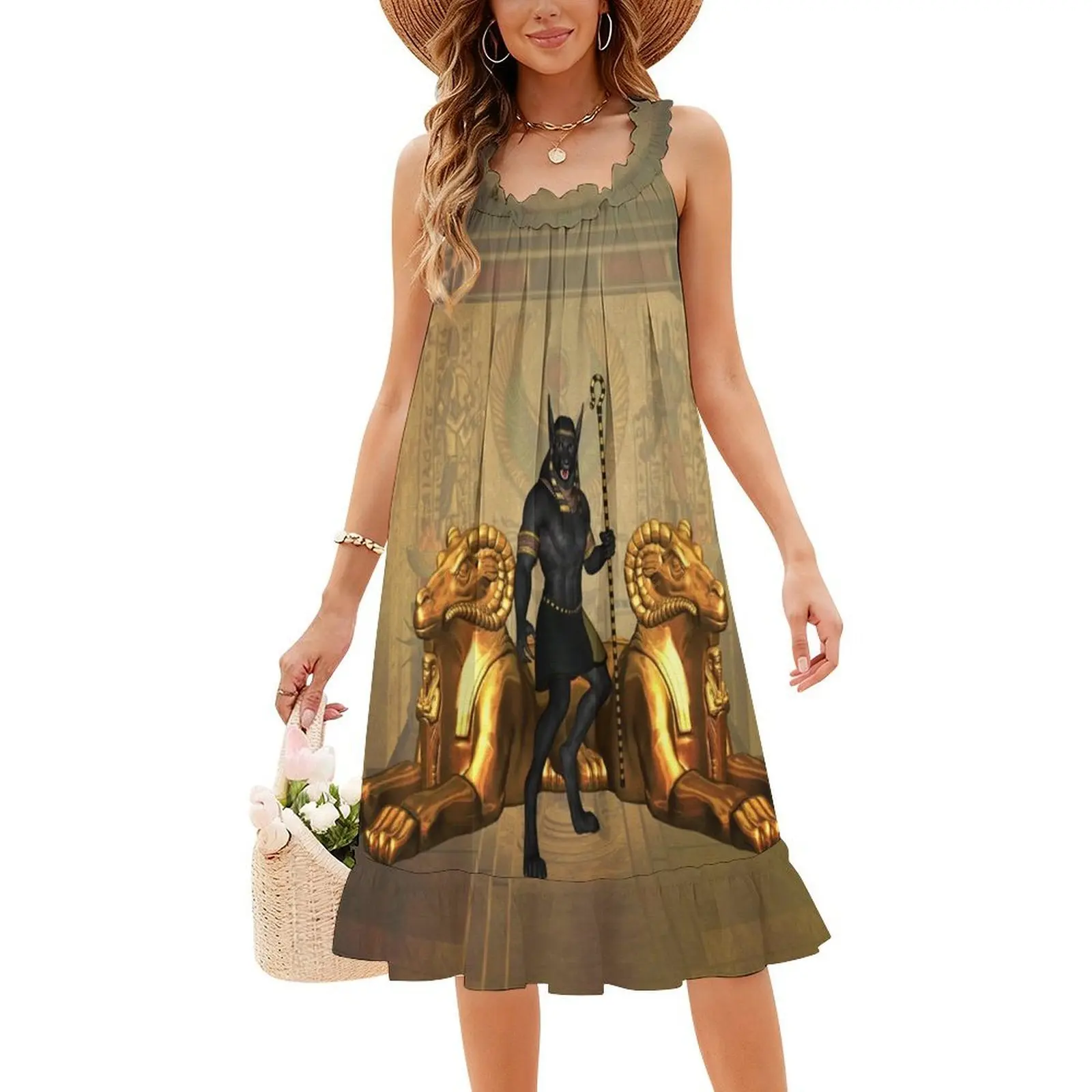 أنوبيس الله المصري المرأة الهيب هوب الشارع الشهير فستان جرافيك طباعة ملابس للنادي أنوبيس مصر رمز الله المصري امرأة #4