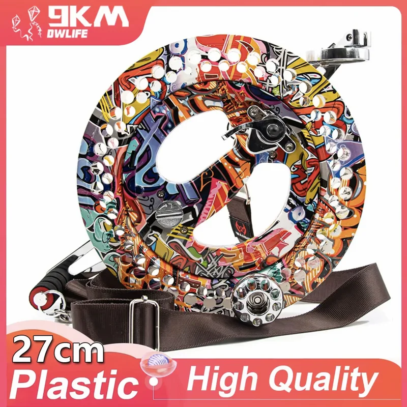 9KM 10.6in Large Kite Reel Ball Bearing Smooth Rotation Omnibearing Line-Guide Ratchet Lock Professional for Adult Large Kite