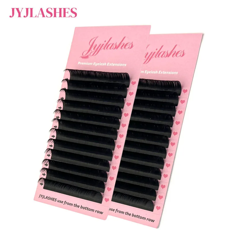 JYJLASHES Mink Lashes Individual Natural False Eyelashes Volume Matt Black PBT Mink Classic Eyelashes Extension for Make up