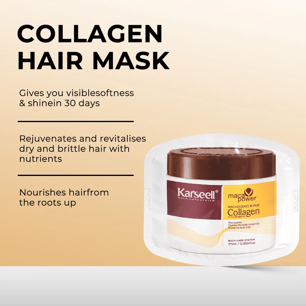 Karseell 24 packs/box Collagen Hair Treatment Deep Repair Conditioning Argan Oil Collagen Hair Mask Essence for Dry Damaged Hair - Image 3