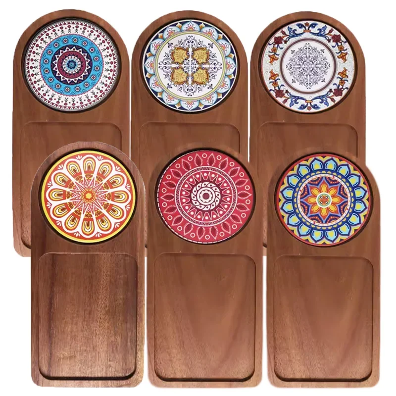 Tea Tray Coffeeware Teaware Wood Plate Breakfast to Serve Food Coffee Cup Mat Coaster Table Home Decor bandeja cafe cozinha