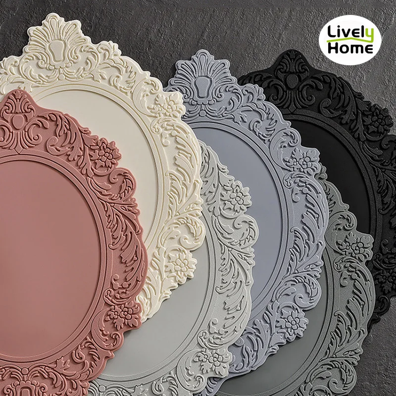 Imagem -05 - Placemats de Silicone Oval Grandes Esteiras de Mesa de Jantar Individuais Isolamento Térmico Decorativo Louça à Prova d Água Coasters do Copo de Chá