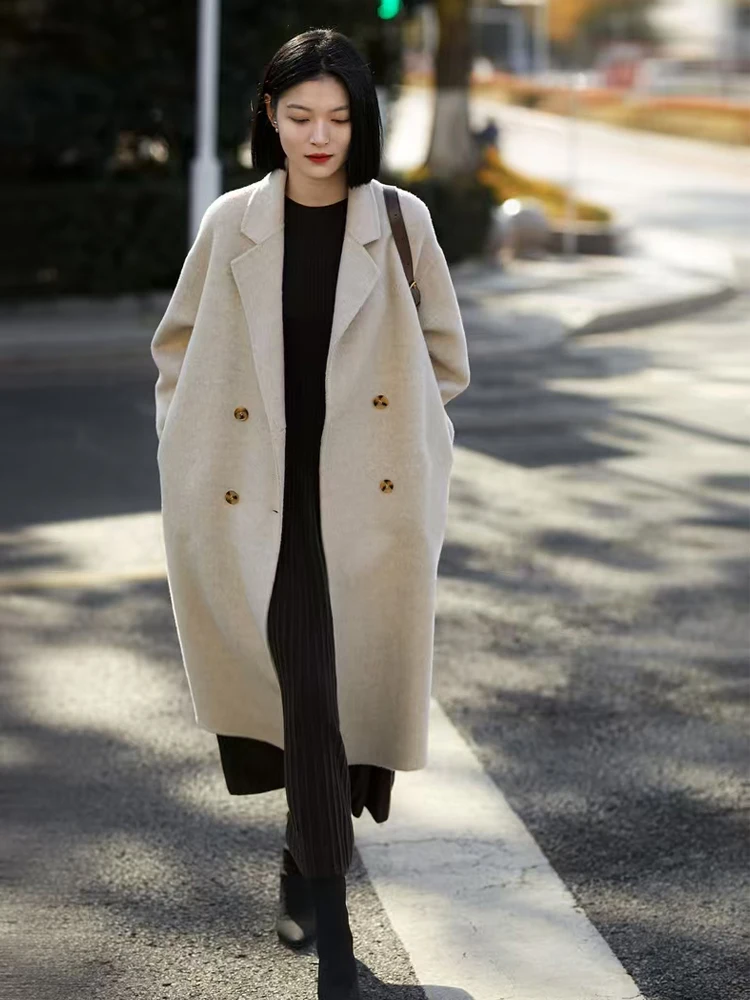 Elegant Women Long Dress 100% Merino Wool Dress O-Neck Spring Autumn Skirt Basic Dress Inside Join Slim Pleated Dress Sleeveless - Image 5
