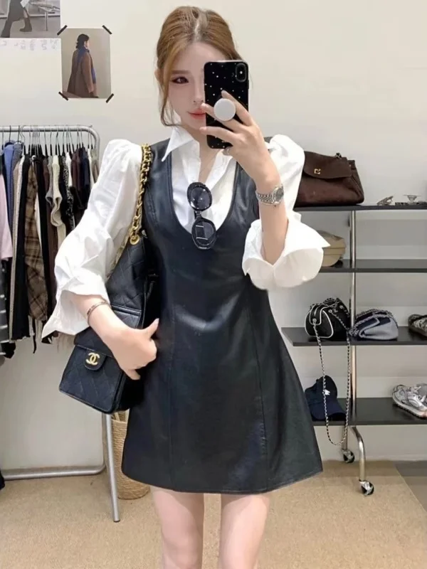 한국 슬레 버블 스웨트 베스트 스커트 세트 가을 신상 여성 패션 하이웨이스트 마이크로 스트레치 투피스 의상