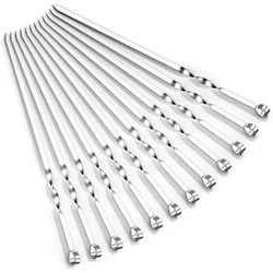 6pcs Stainless Steel Barbecue Skewer 6Pcs Wide BBQ Sticks Flat BBQ Fork Outdoor Camping Picnic BBQ Utensil Kitchen Accessories