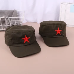 Solid Colors Men Women Army Cap Cadet Military Patrol Hat Golf Driving Red Star Pentagram Casual Hat