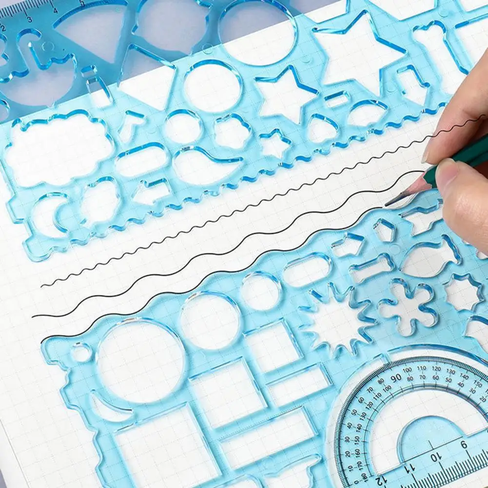 Study School Supplies Oval Geometric Template Curve Pattern Ruler for School