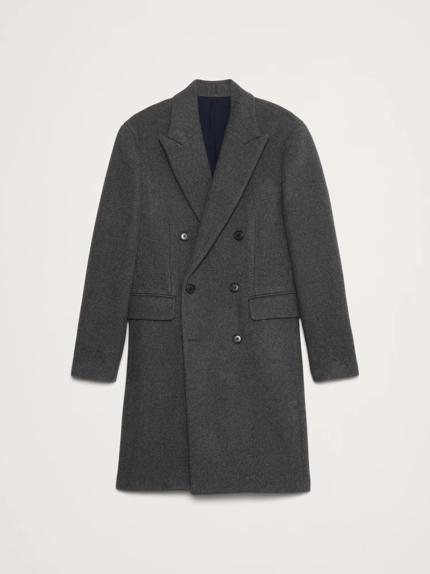 Dunkelgrauer Herren-Woll-Tweed-Mantel, zweireihig, Winter-Trenchcoat in Übergröße, maßgeschneiderter Blazer für formelle Freizeitkleidung