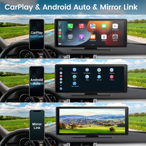 Imagen 2 del producto Pantalla Carplay para coche, Carplay inalámbrico portátil de 10 ""Android Auto, receptores de Audio estéreo ar para enlace de espejo de navegación GPS para coche