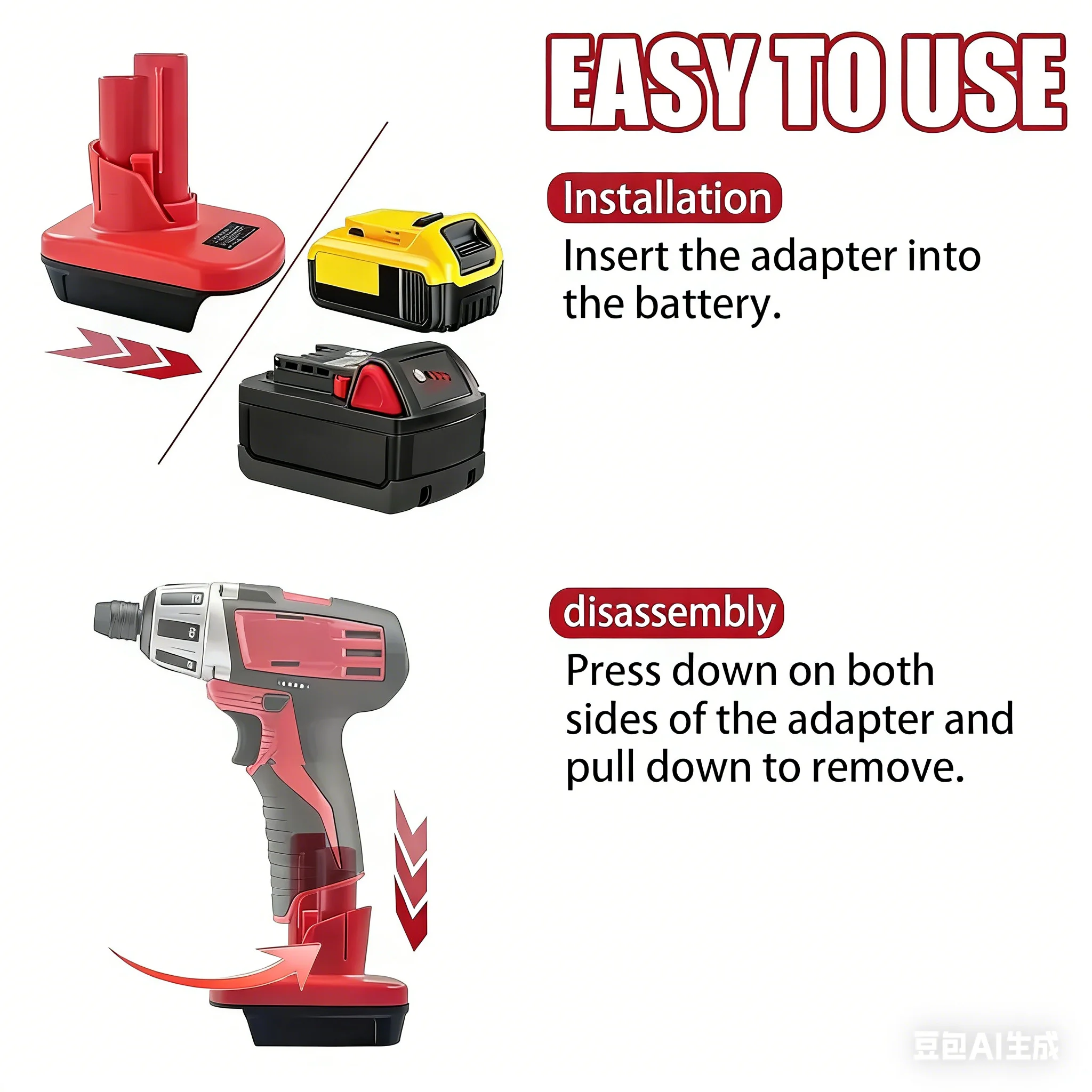 

DM20M12 Converter for Milwaukee 18V to 12V Adapter for Dewalt 20V Battery Convert to for Milwaukee 12V Cordless Tools