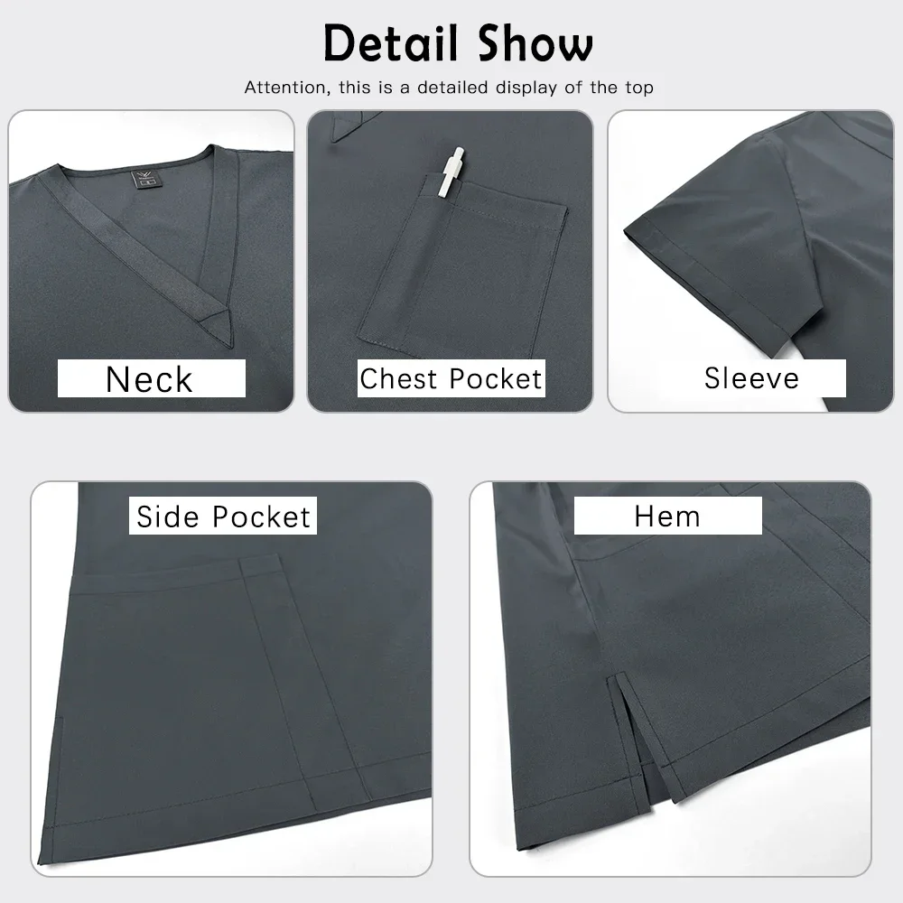 Wholesale 2-piece Set Clinical Workwear Pharmacy Lab Work Suit Medical Top Pants Dentist Overalls Nurse Doctor Surgical Uniforms