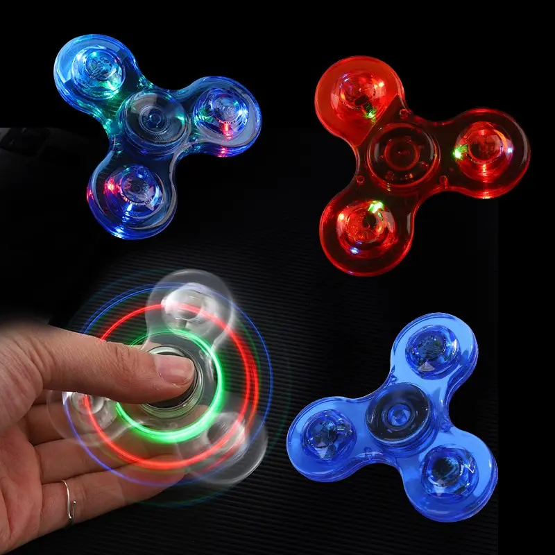 

1Pcs Funny Colorful Luminous Finger Pressure Reduction Toy Transparent Gyro Fingertip With Light Luminous Adult Kids Toy Gift