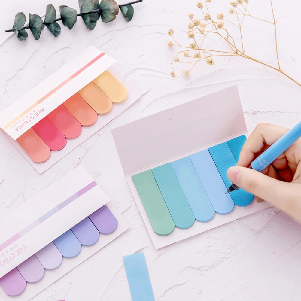 

8pcs Gradient Pink Adhesive Memo Pads Colored Plan Mini Sticker Smooth Writing Office Supplies