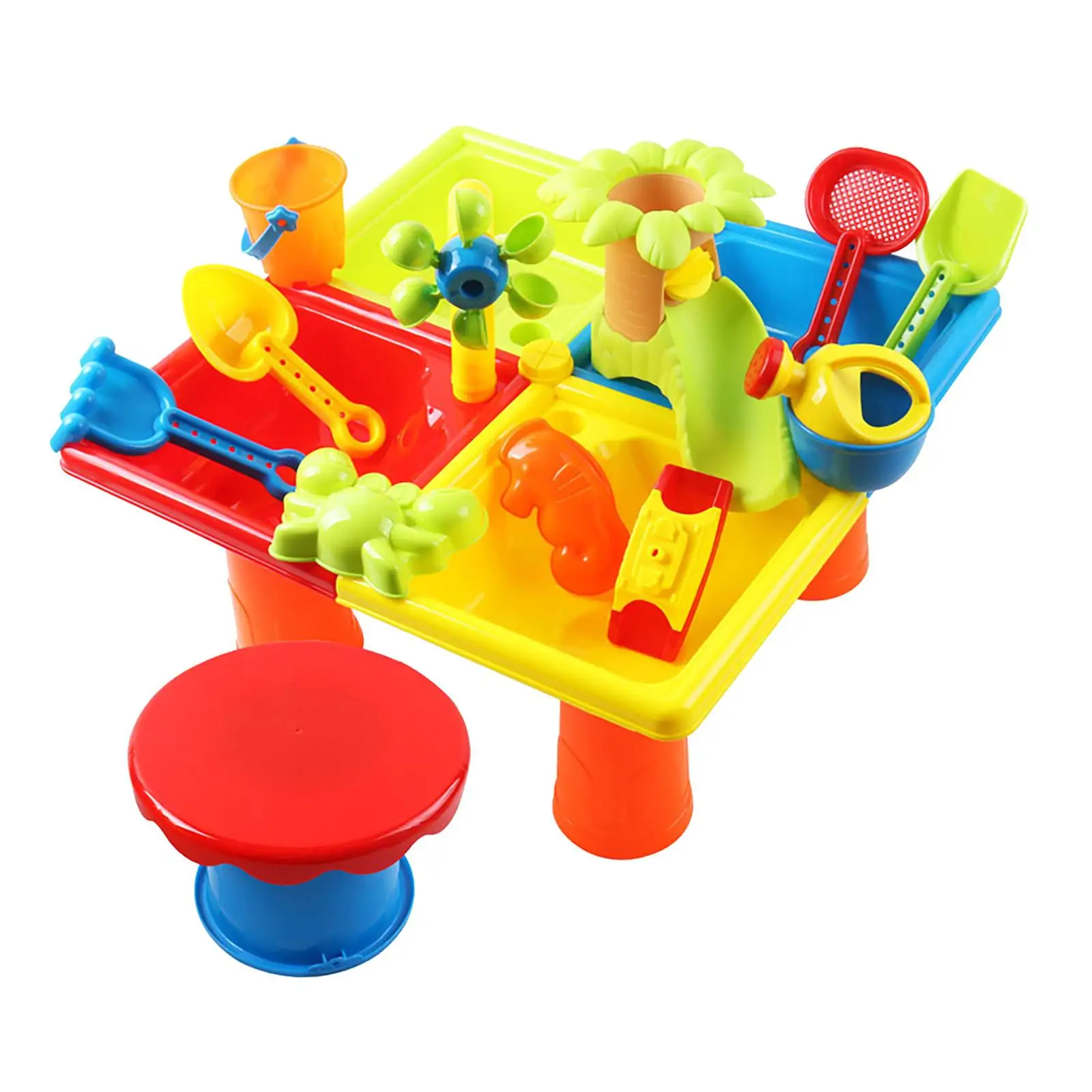 Table d'eau et de sable pour enfants, ensemble de jouets de plage en plein air, table de jeu mentaires orielle pour l'été, jardin de plage extérieur, cadeau pour enfants, 25 pièces