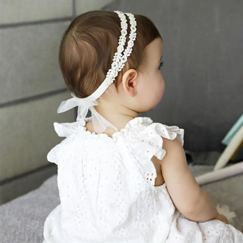 

Hair Band Comfortable for Baby Newborn Elastic Lace Bows Headband Toddler Baby Baptism for Baby