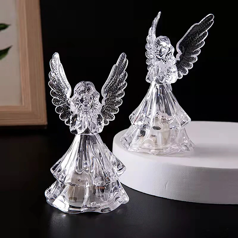 Bedlamp Kleurrijke Gloeiende Kristallen Vleugels Decoratie 3d Angel Stijl Desktop Nachtlampje Nachtlampje Voor Thuis Engel Led Lights