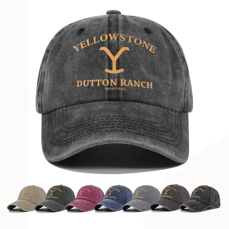 

Винтажная бейсболка с буквенным принтом Yellowstone Dutton Ranch для мужчин и женщин, модная и простая шляпа с изогнутыми полями