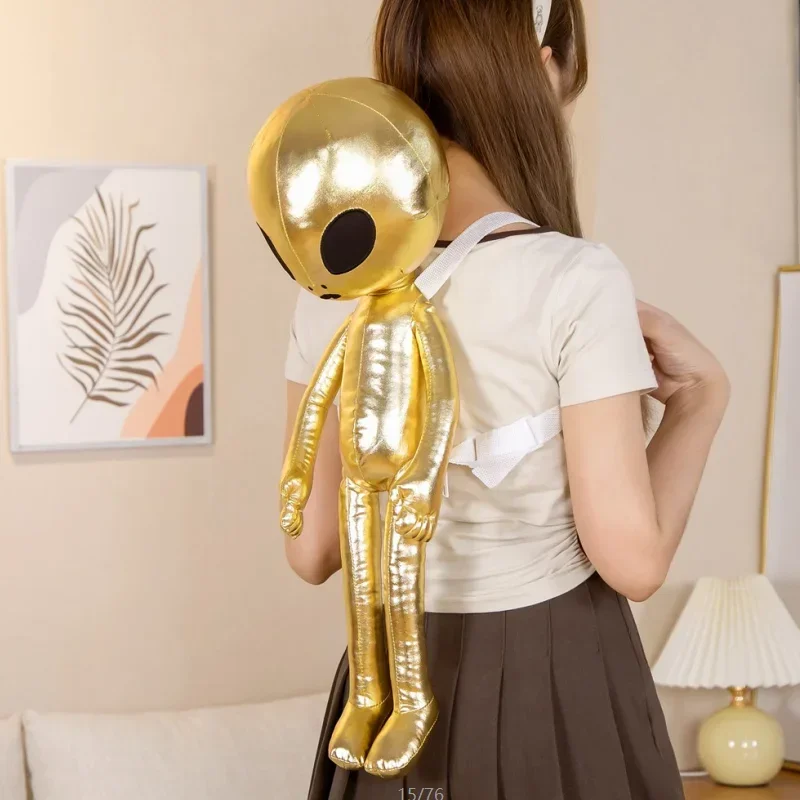 Moda criativa alienígena mochila pu et extraterrestre macio pelúcia boneca brinquedo animal de pelúcia presente criativo para crianças