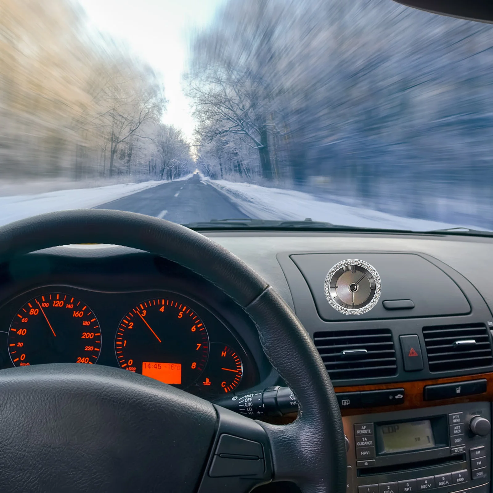 

Decorative Trim For Car Clock Frame Stylish Interior Car Decor Adhesive Ring Cover Durable Dashboard Accessory