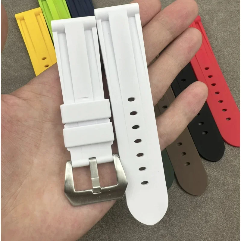 Cinturino in gomma morbida adatto per accessori cinturino Panerai per cinturini pam111/441/389 24mm con fibbia Tang