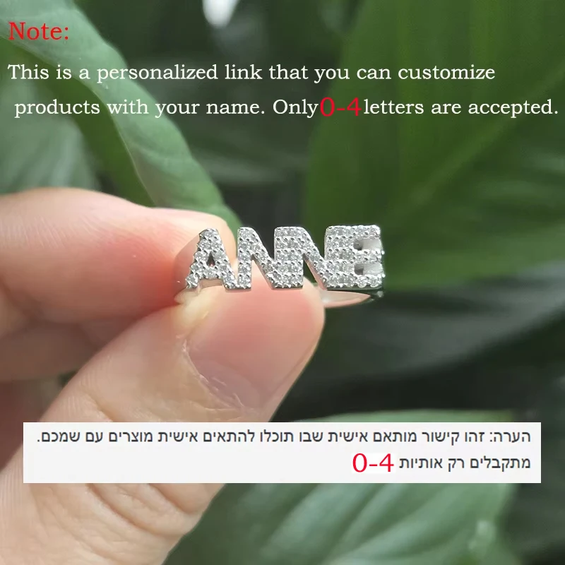 Smyoue Personalized Rings Customized products with Your Name 0-4 Letters Moissanite Rings Pure 925 Silver By Shiran Aloni