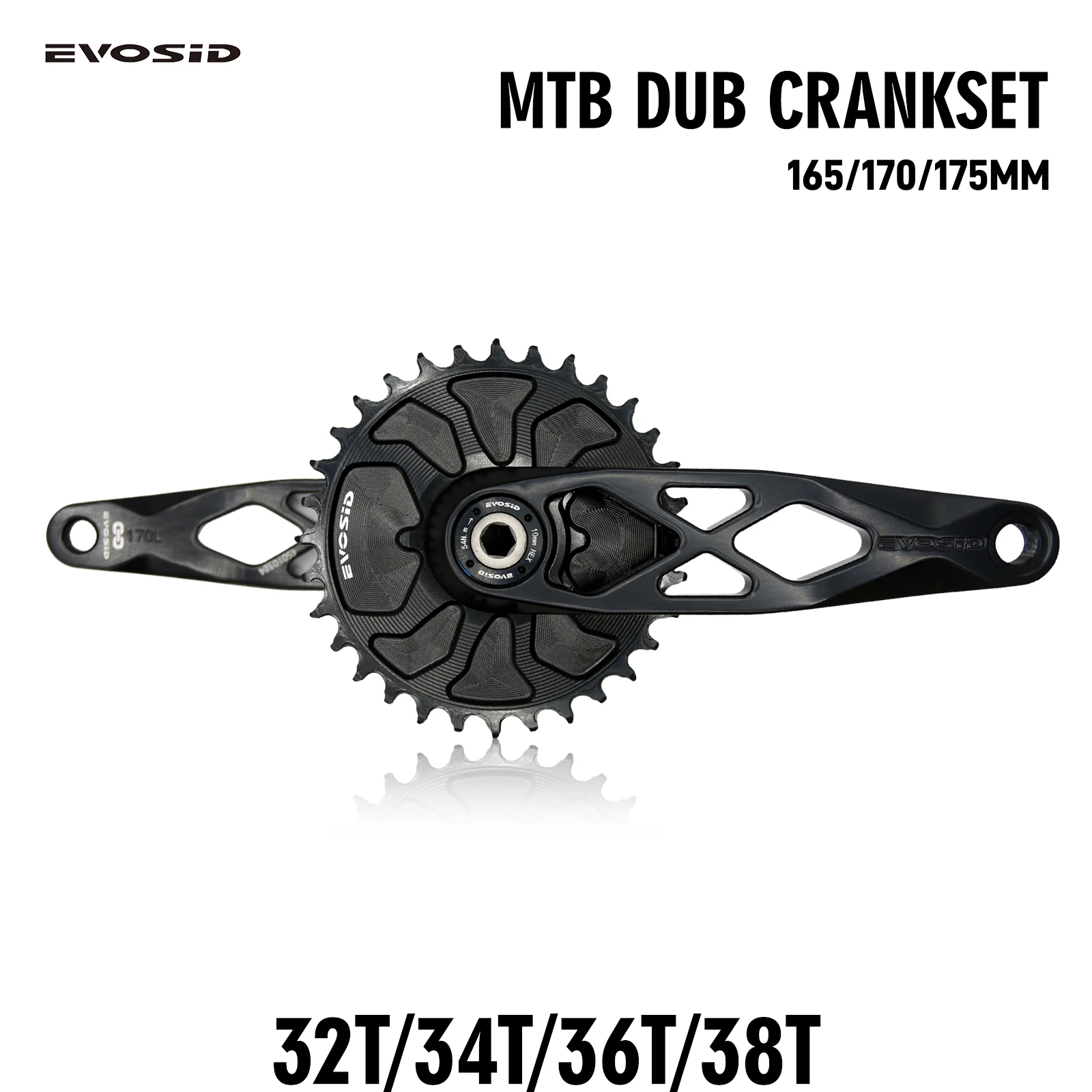 

EVOSID Mountain Bicycle DUB 29mm Crankset 165 170 175mm R-SPEC Trail Hollow Bike Crank 32T 34T 36T 38T Spindle 12S CNC