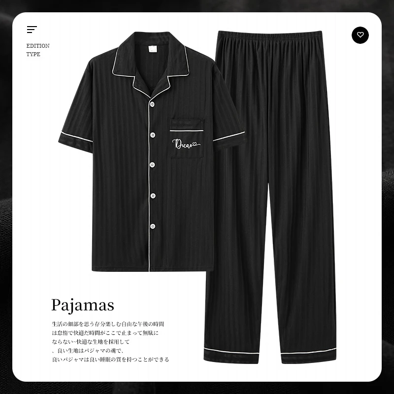 

L-5XL Big Size Cotton Pijamas for Men Summer and Spring Sleepwear Cardigan Pjs Nightwear Male Young Boy Fat Loungewear 2024 New