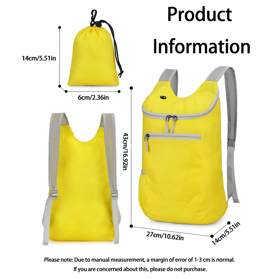 Lightweight Nylon Outdoor Sports Backpack Unisex Foldable Compact Casual Backpack Hiking Backpack Small Hiking Bag