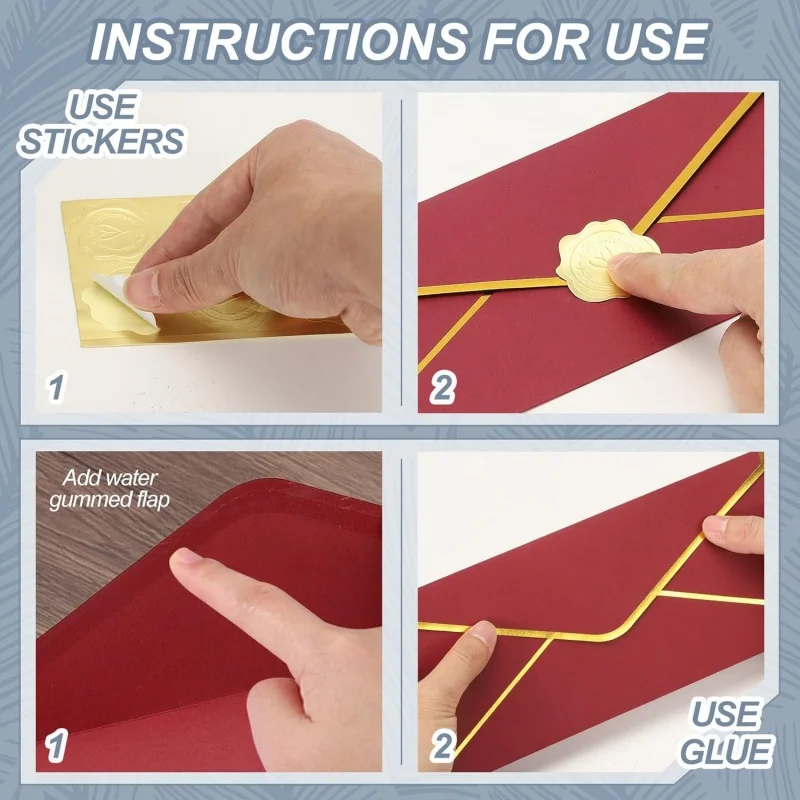 10/1 Pcs Luxury Envelope Kit (5 Colors) with Gold Foil Stickers - Elegant Design, Birthday, Corporate Events, Durable Invitation