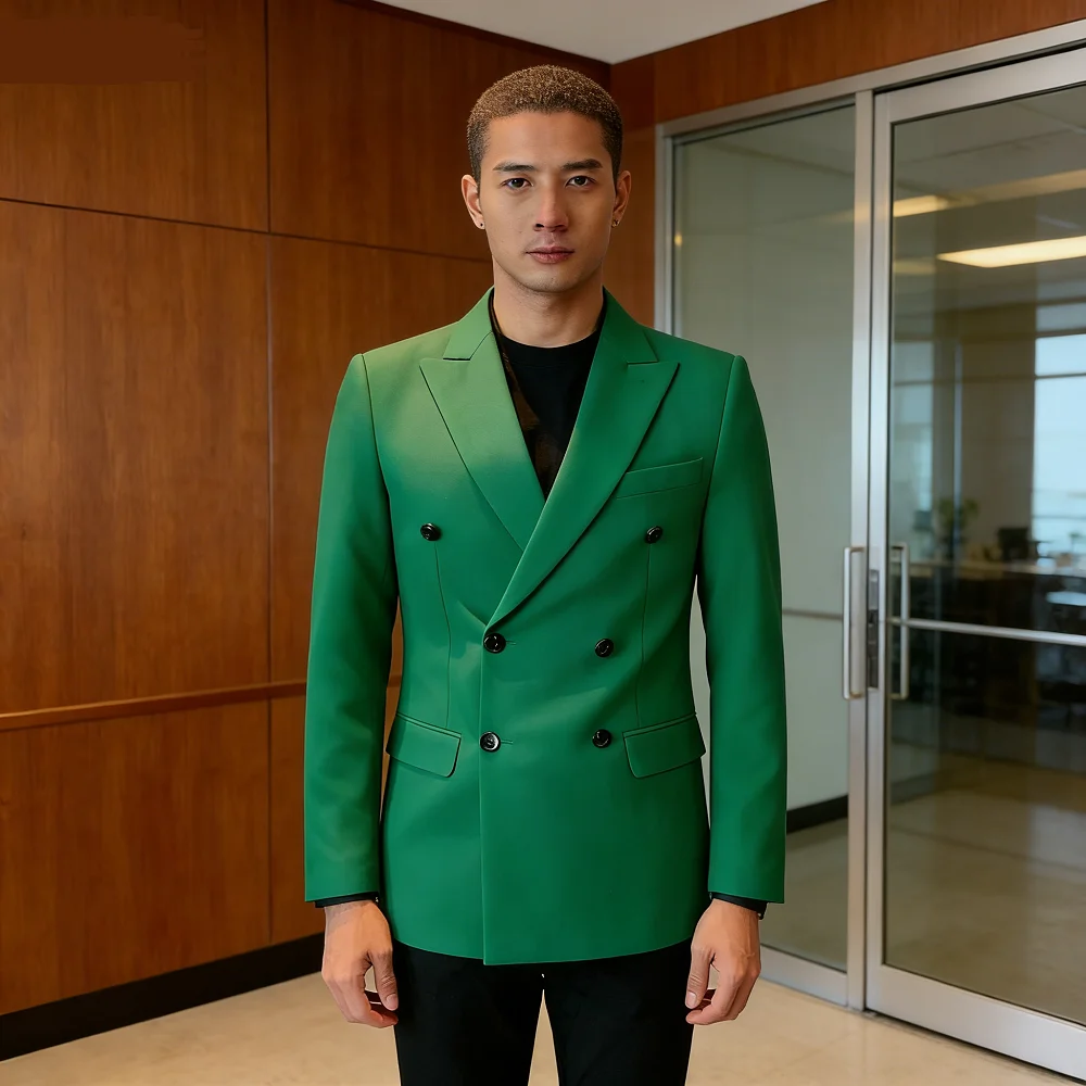 

Business Double Breasted Blazer New Long Sleeve Blazer Regular Length Stretchy Blazer 3XL Professional Workwear