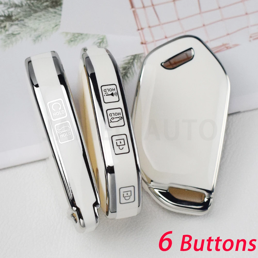 Silver Line Car Key Case Cover For Hyundai for Kia Carnival EV9 Picanto GT Line 2024 Smart Remote Key Auto Accessories