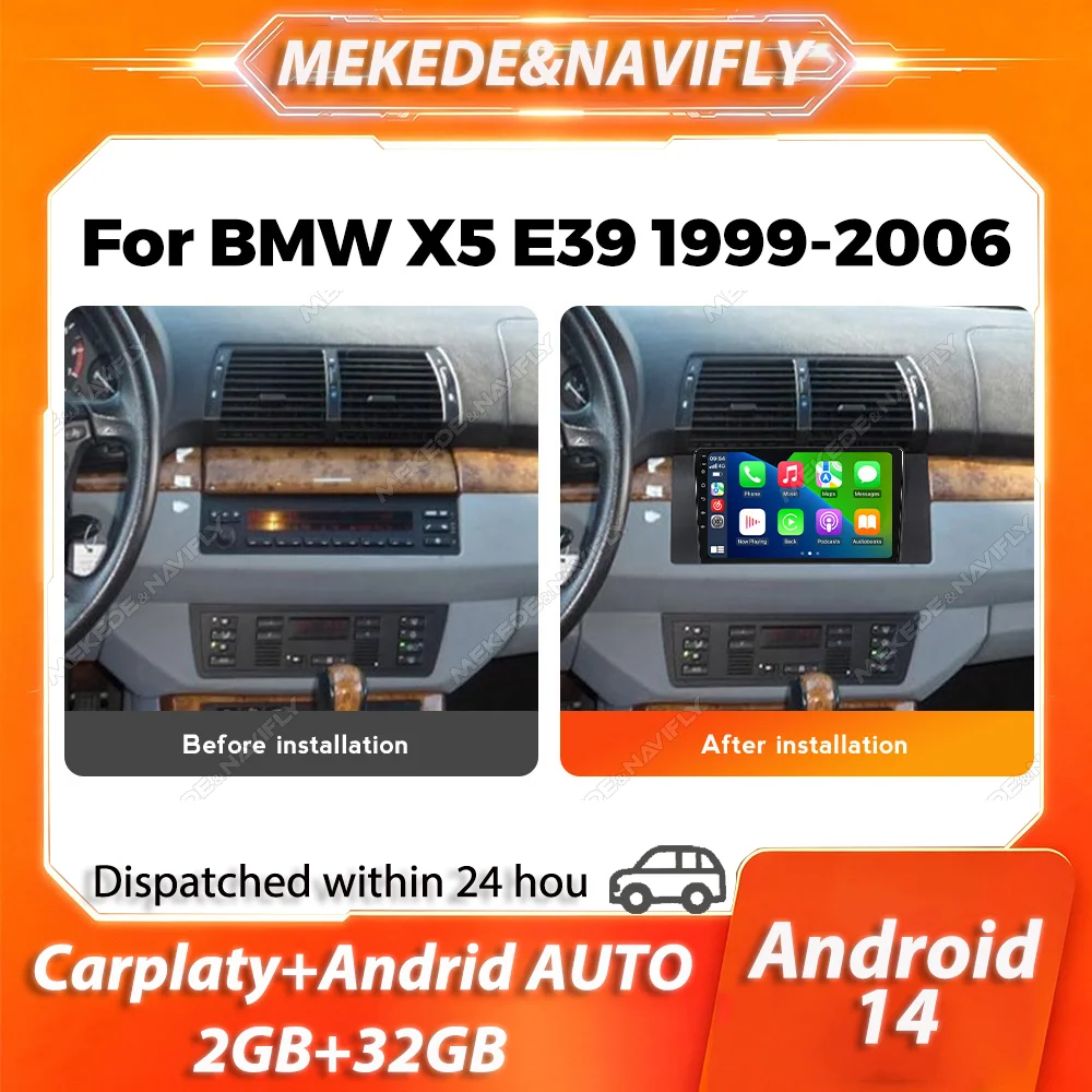 

MEKEDE 2 Din Wireless Carplay For BMW 5 E39 E53 X5 1995-2006 IPS Screen Car Radio GPS autoradio Stereo Intelligent audio system