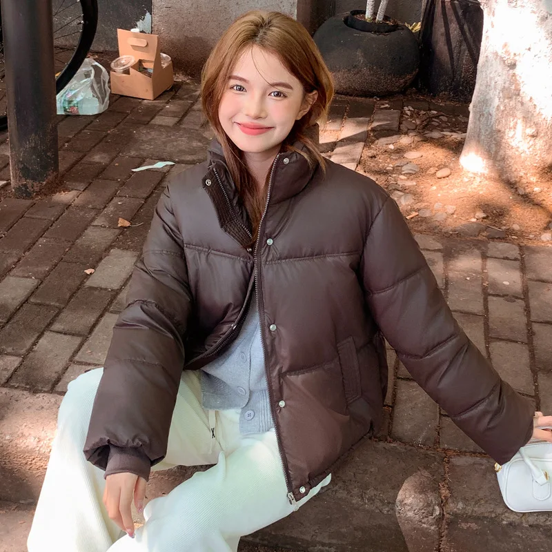 Parkas Women Short Coats Stand Collar Zipper Jackets Thick Warm Y2k Streetwear Elegant Jacket Work Coat Autumn Winter 2025