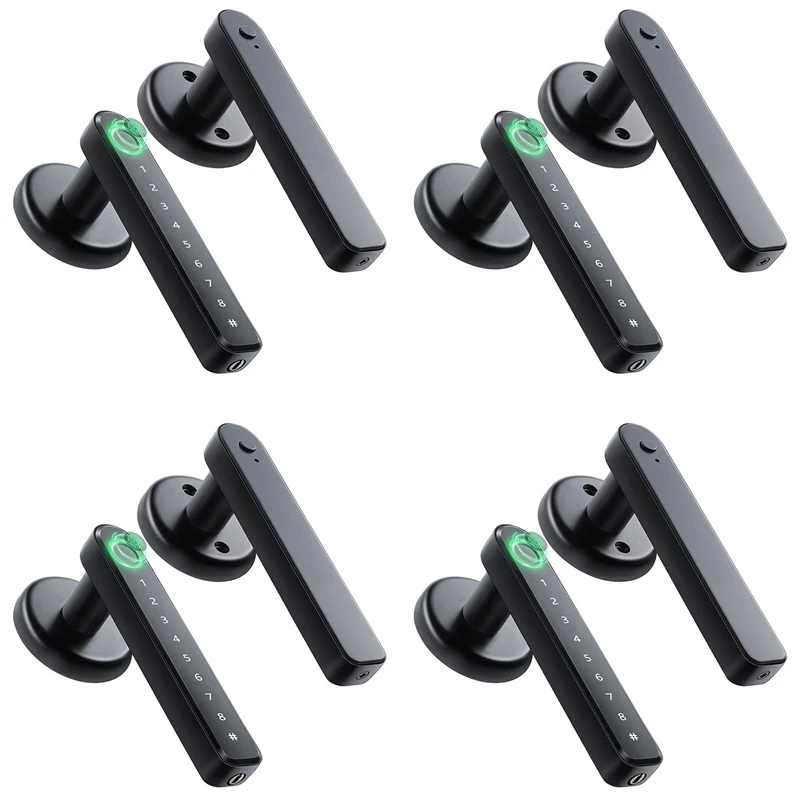 

4X Fingerprint Smart Door Lock Door Knob With Keypad Keyless Entry Door Lock With Handle For Home Hotel Office Apartment