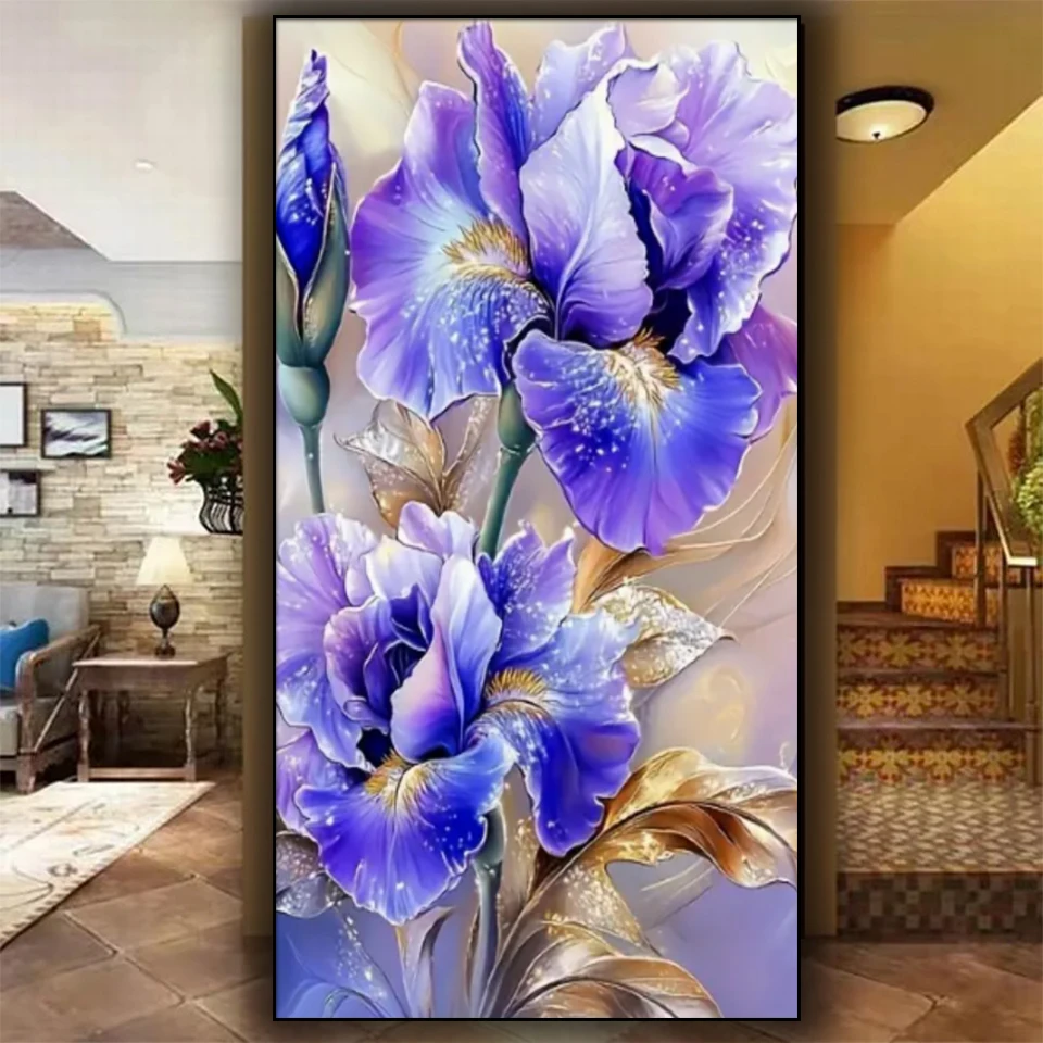 

Purple iris flower Diy diamond Mosaic art Full Square Round Diamond painting still life Big Size New 2025 home decoration